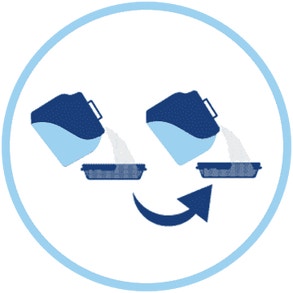 Fülle etwas Katzenstreu nach, um die entnommene Menge wieder auszugleichen.